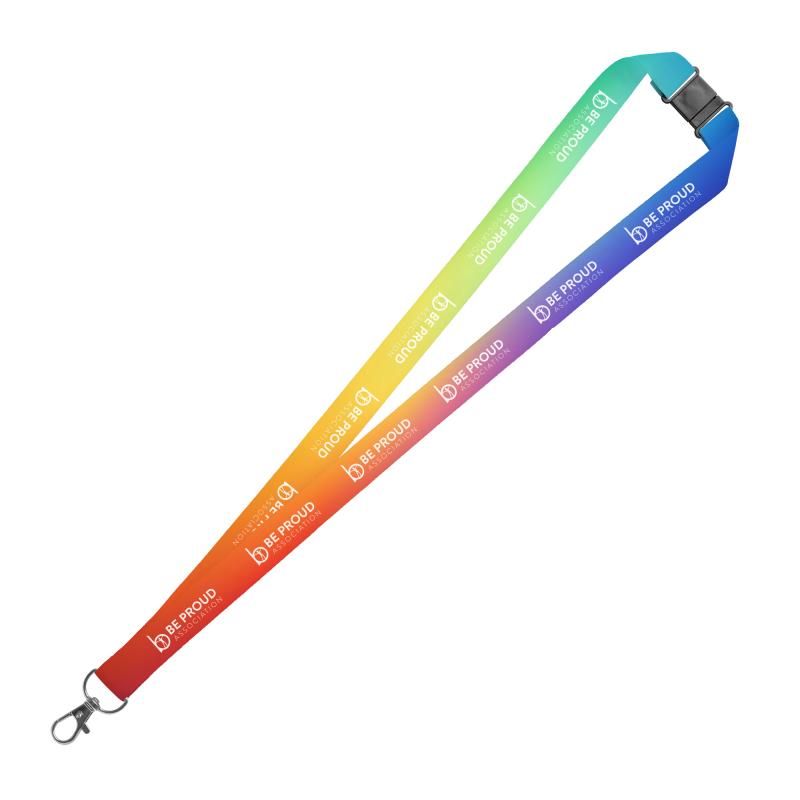 Image of UK Made Rainbow RPET Lanyard